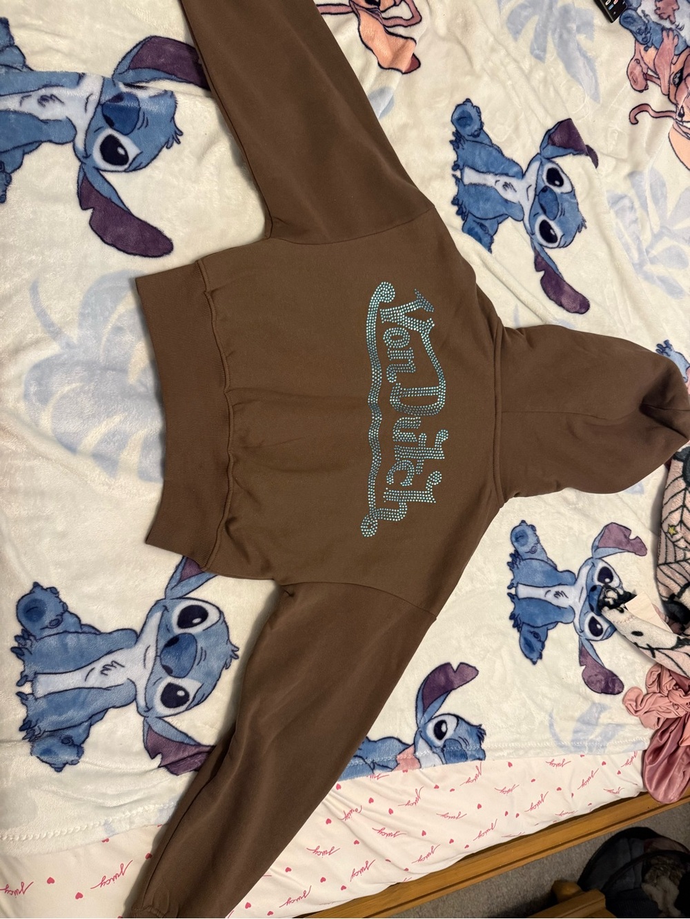 Von Dutch Brown Hoodie with Teal Logo and Zipper - Picture 4 of 5